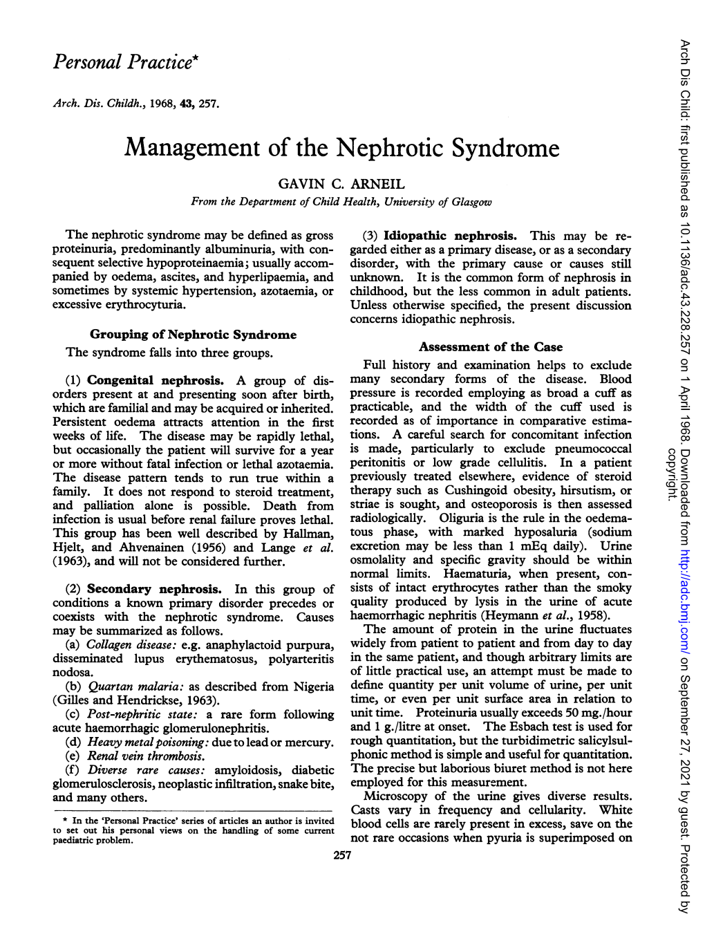 Management of the Nephrotic Syndrome GAVIN C