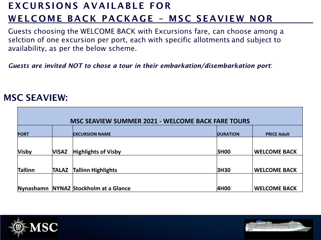 MSC Excursions