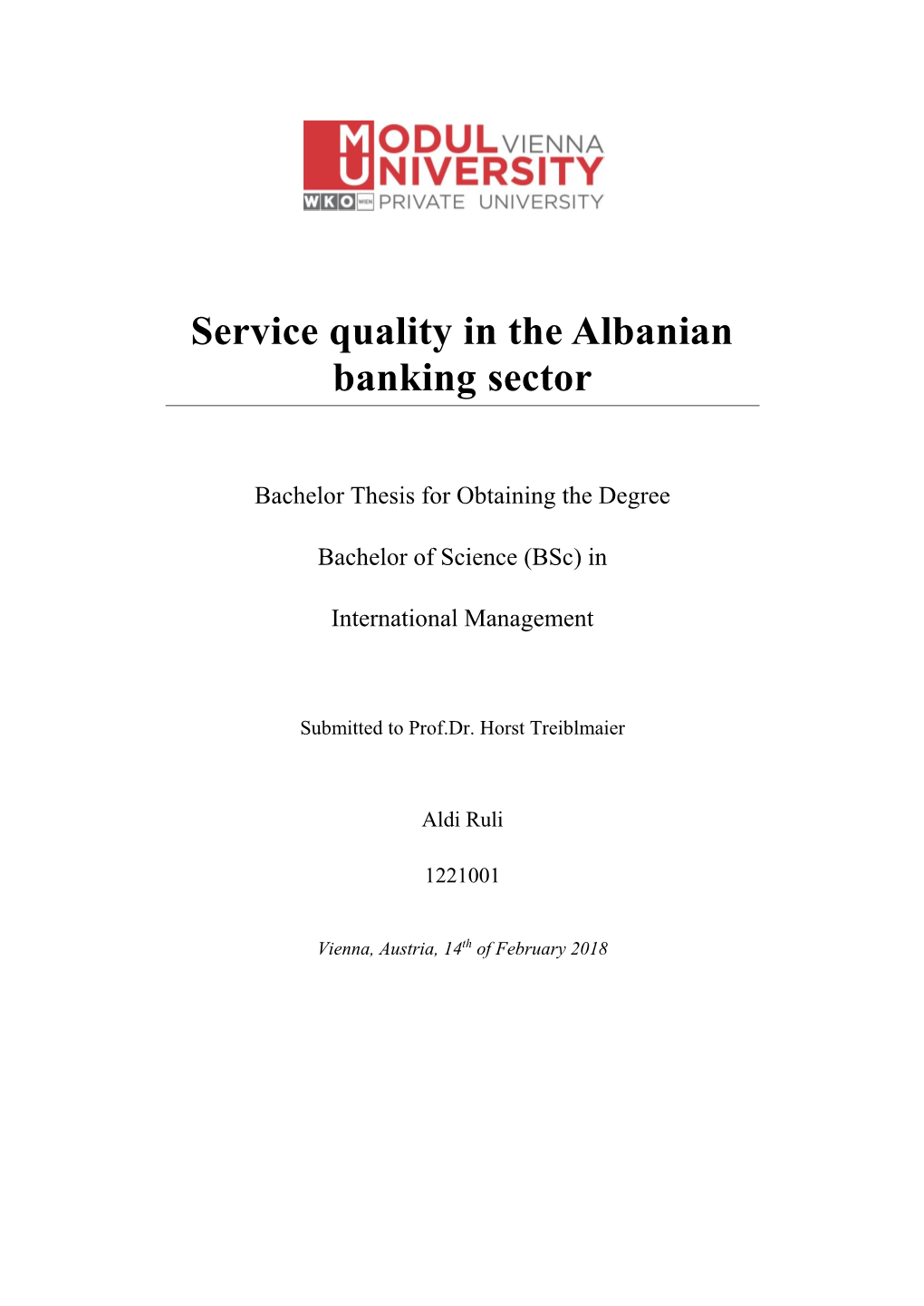 Service Quality in the Albanian Banking Sector