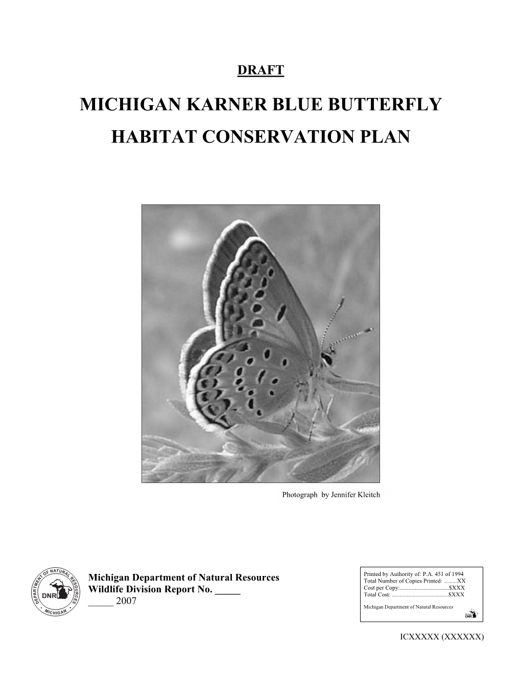 Michigan Karner Blue Butterfly HCP