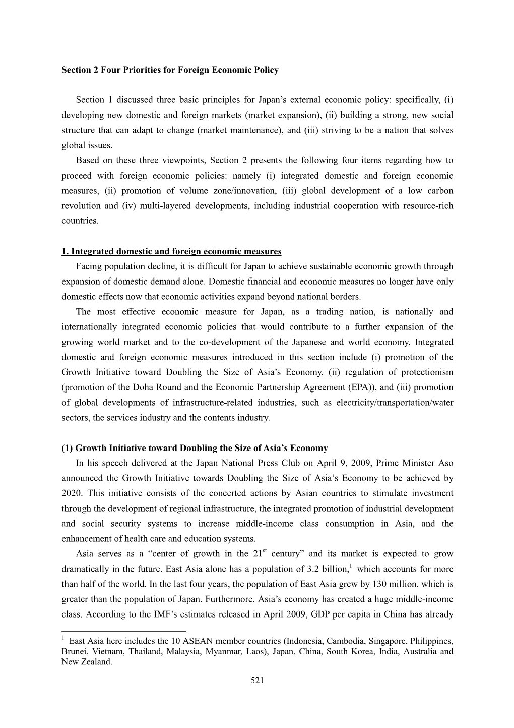 1. Integrated Domestic and Foreign Economic Measures (PDF: 2695KB)