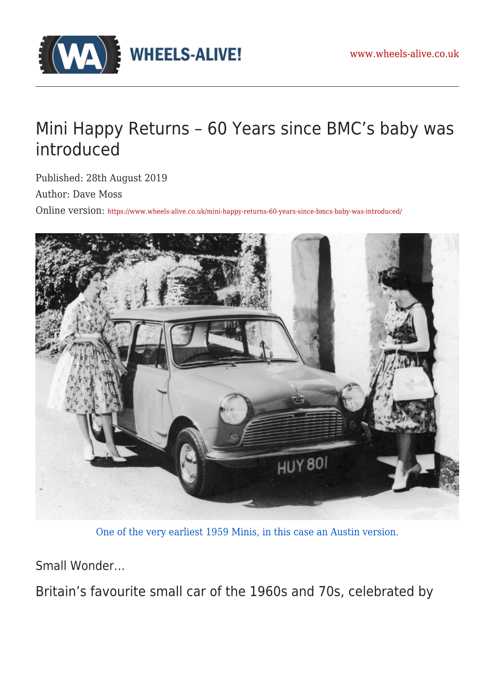 Mini Happy Returns – 60 Years Since BMC&#8217;S Baby