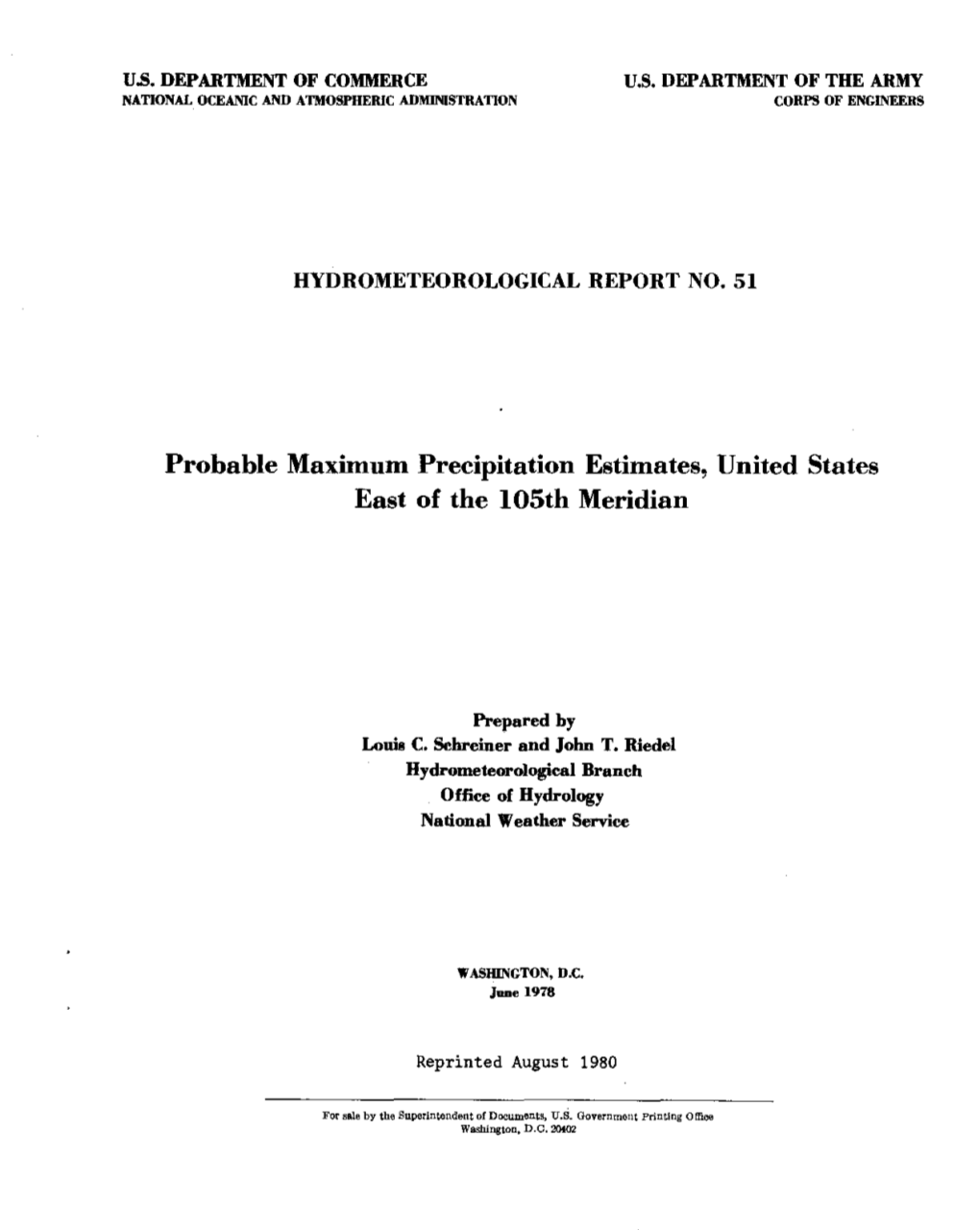 Probable Maximum Precipitation Estimates, United States East of the L05th Meridian