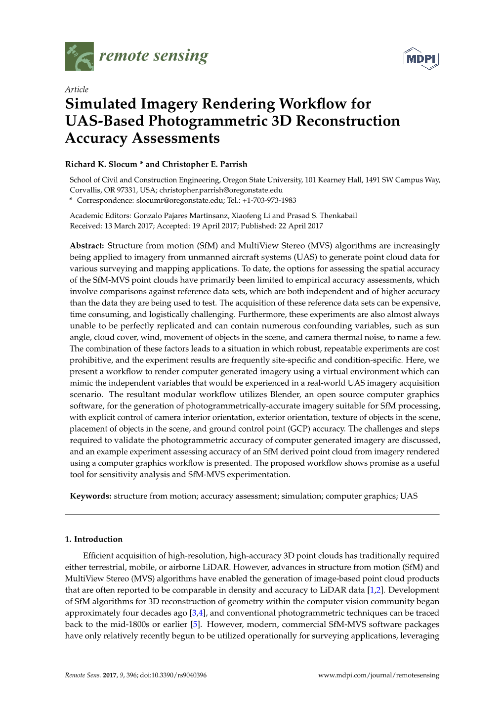 Simulated Imagery Rendering Workflow for UAS-Based