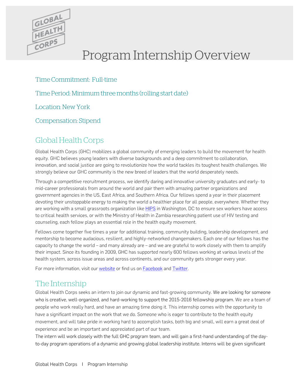 Program Internship Overview