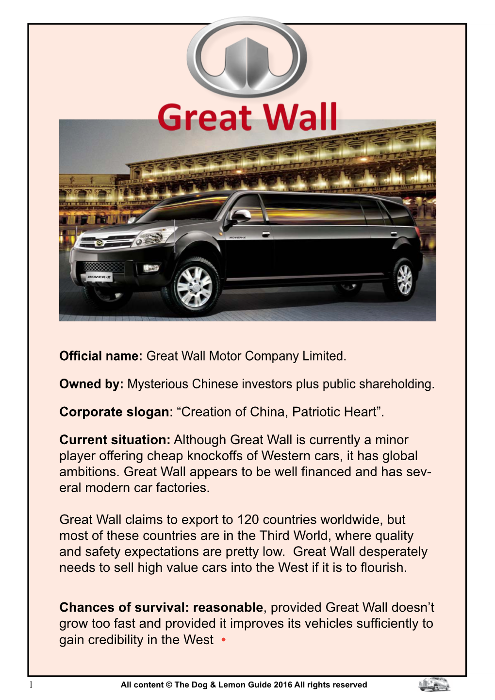 Great Wall Motor Company Limited