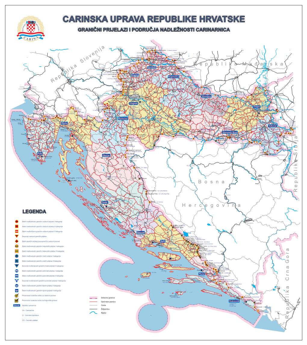Karta Carinarnica I Carinskih Prijelaza Republike Hrvatske
