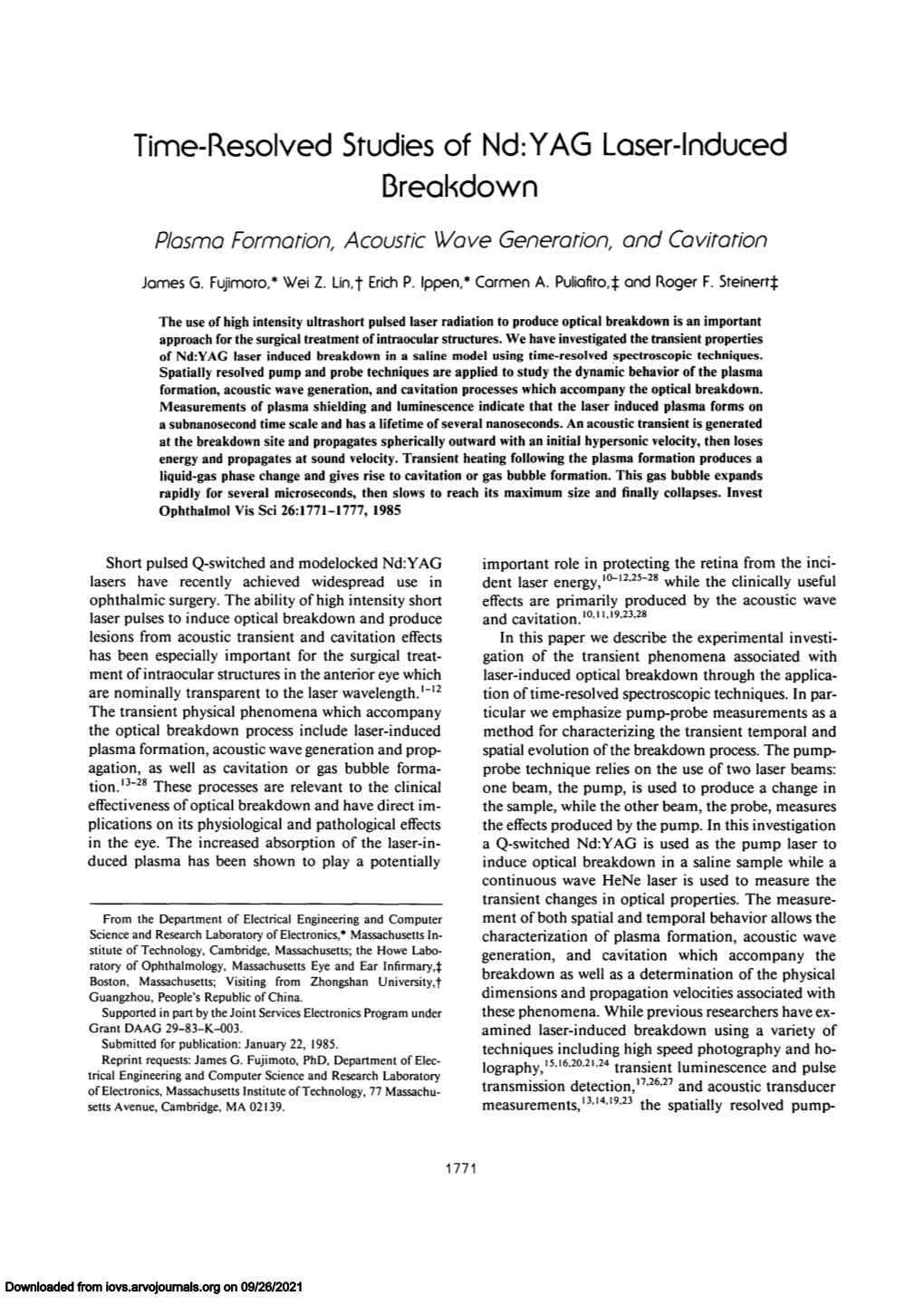 Time-Resolved Studies of Nd:YAG Loser-Induced Breakdown