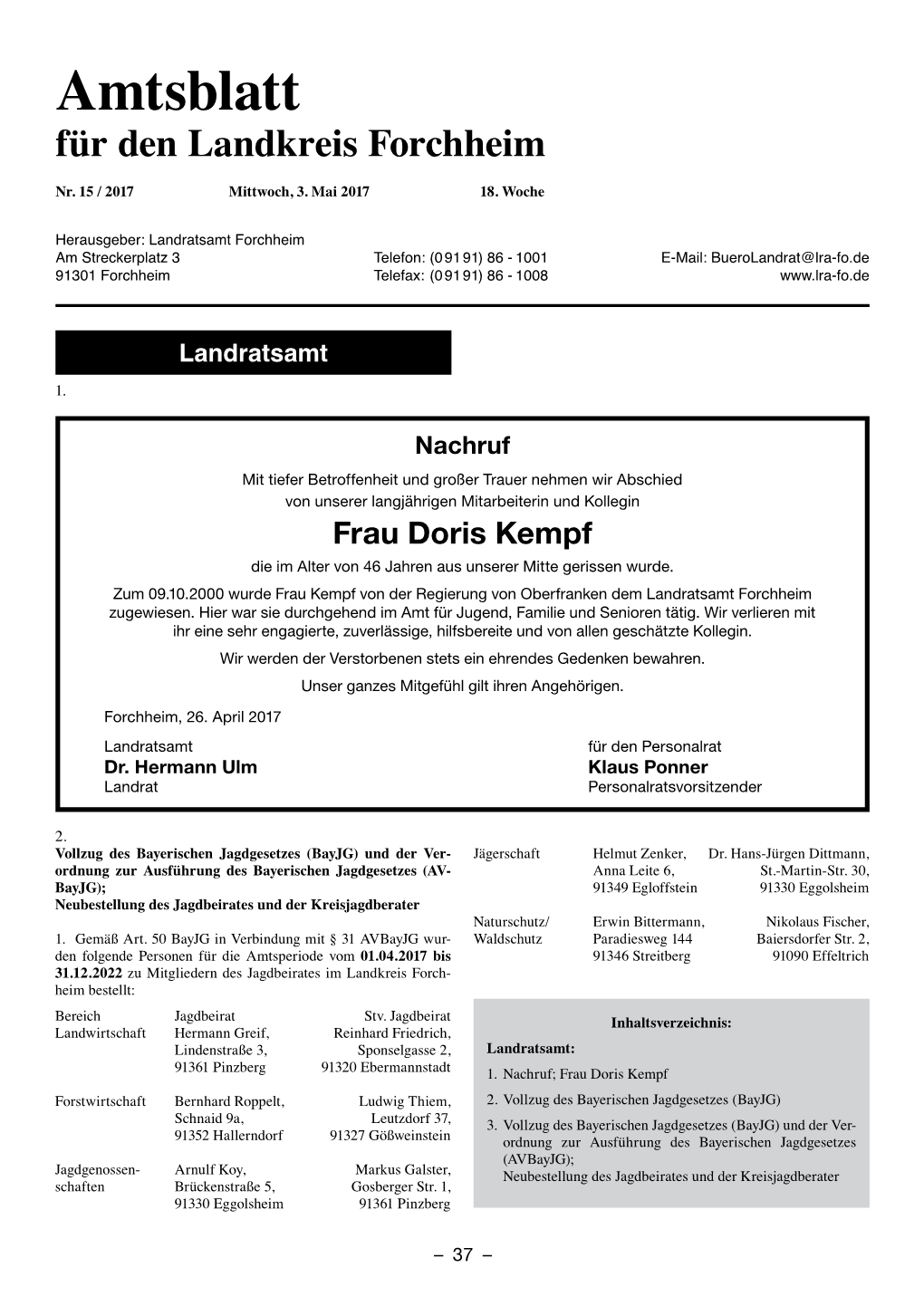 Amtsblatt Für Den Landkreis Forchheim