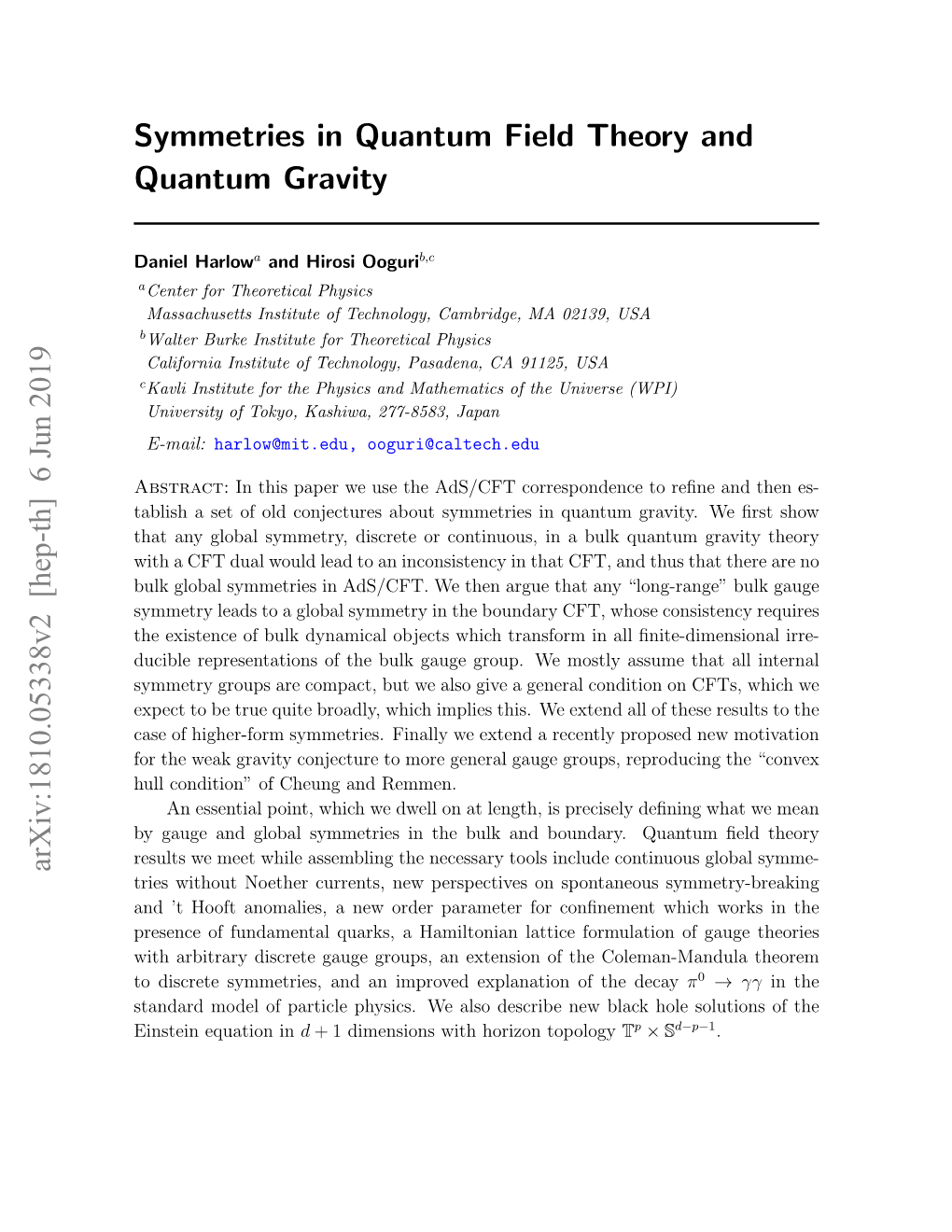 Symmetries in Quantum Field Theory and Quantum Gravity