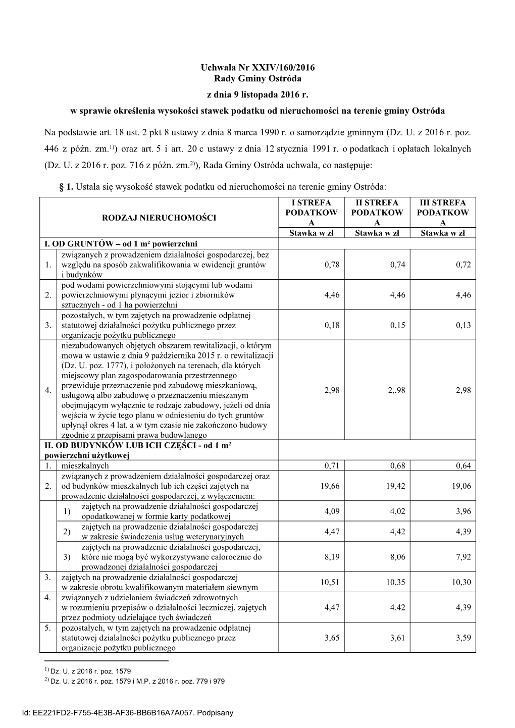 Uchwala Nr XXIV/160/2016 Z Dnia 9 Listopada 2016 R