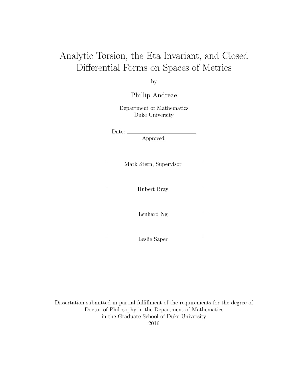 Analytic Torsion, the Eta Invariant, and Closed Differential Forms on Spaces of Metrics