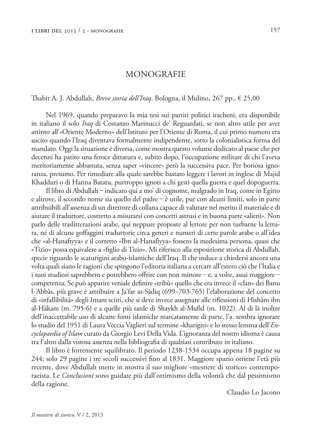 I Libri Del 2012 / 2 - Monografie 157