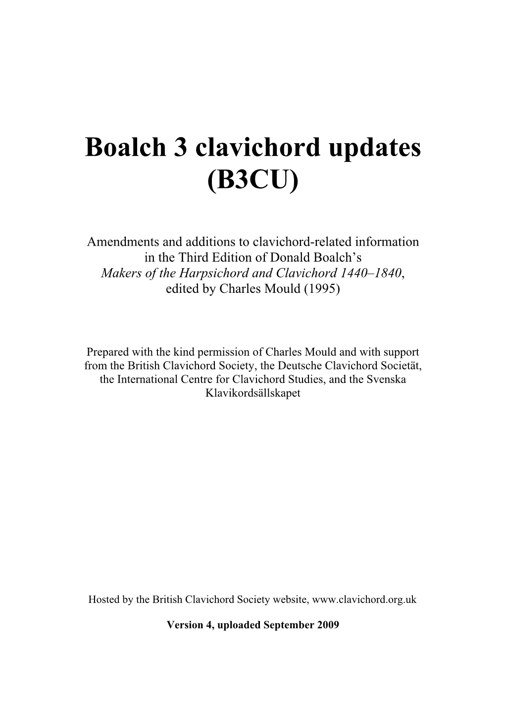 Boalch 3 Clavichord Updates (B3CU)