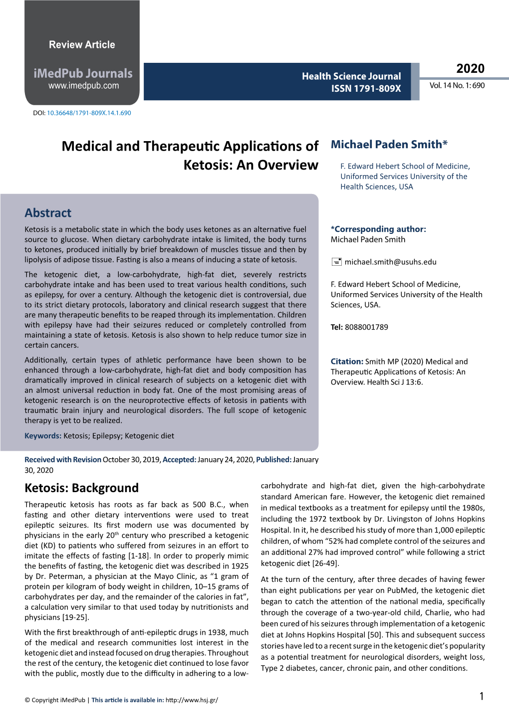 Medical and Therapeutic Applications of Ketosis