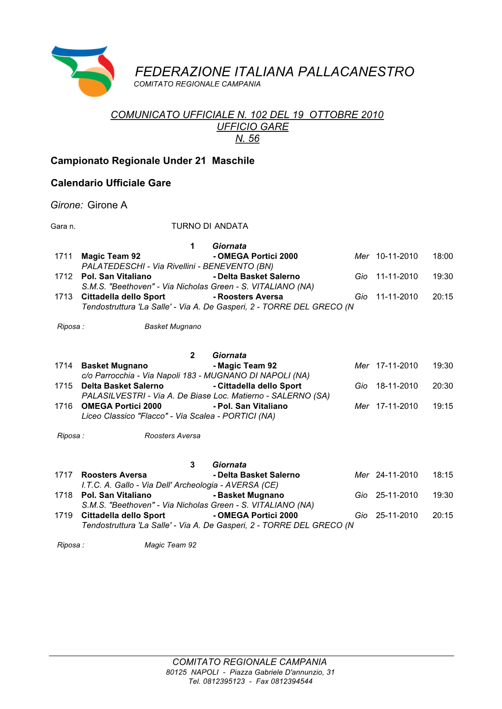 Federazione Italiana Pallacanestro Comitato Regionale Campania