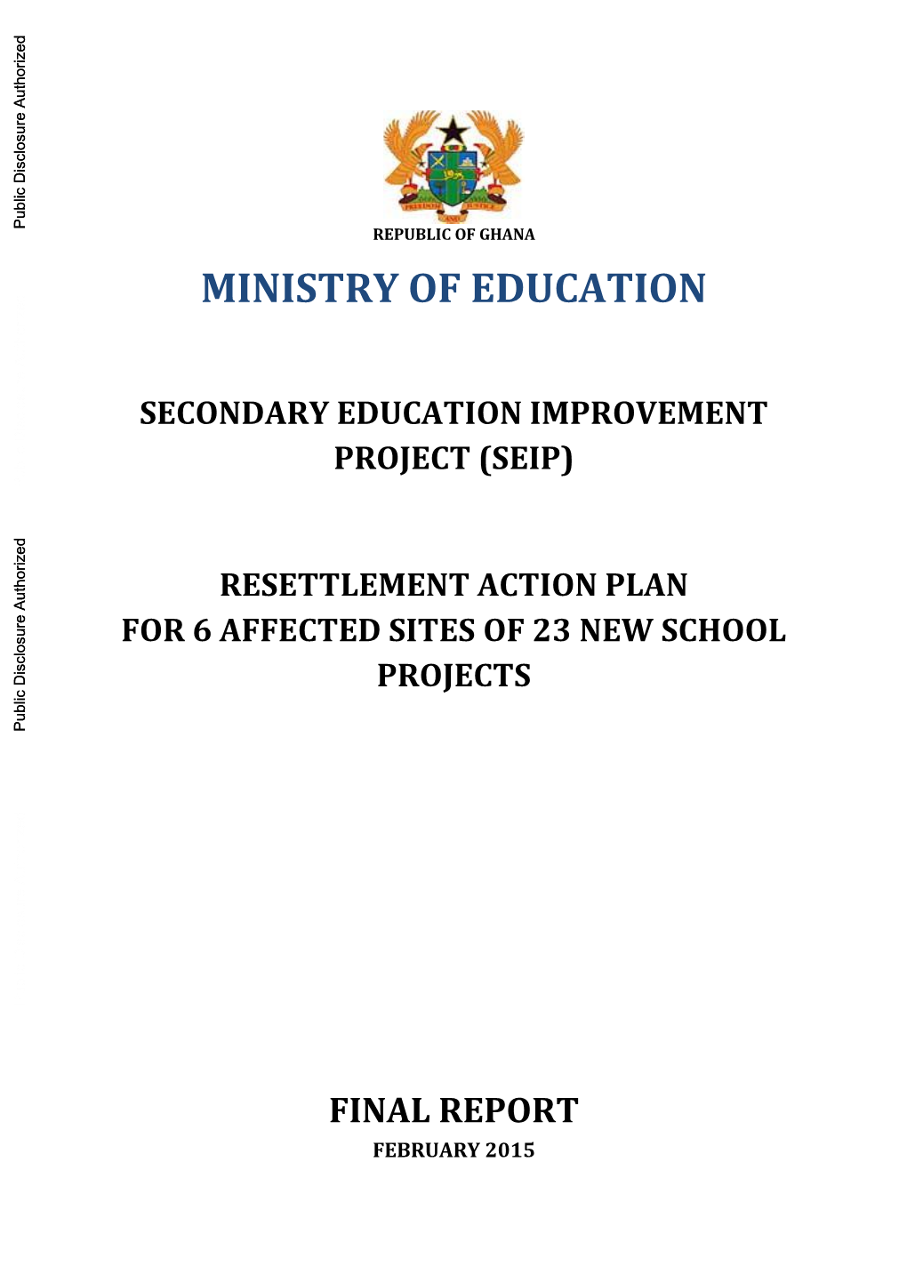 (Seip) Resettlement Action Plan for 6 Affected