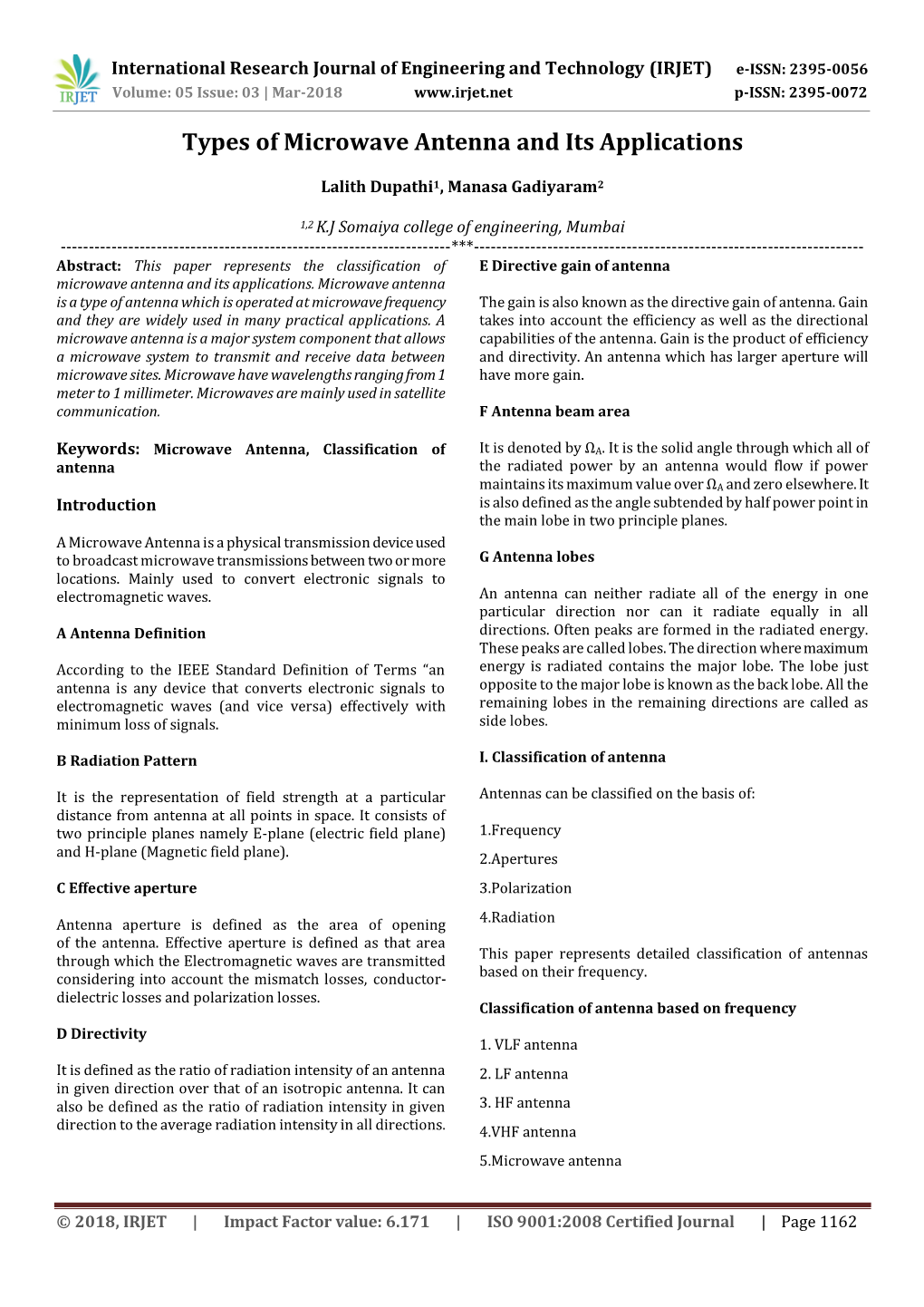 Types of Microwave Antenna and Its Applications