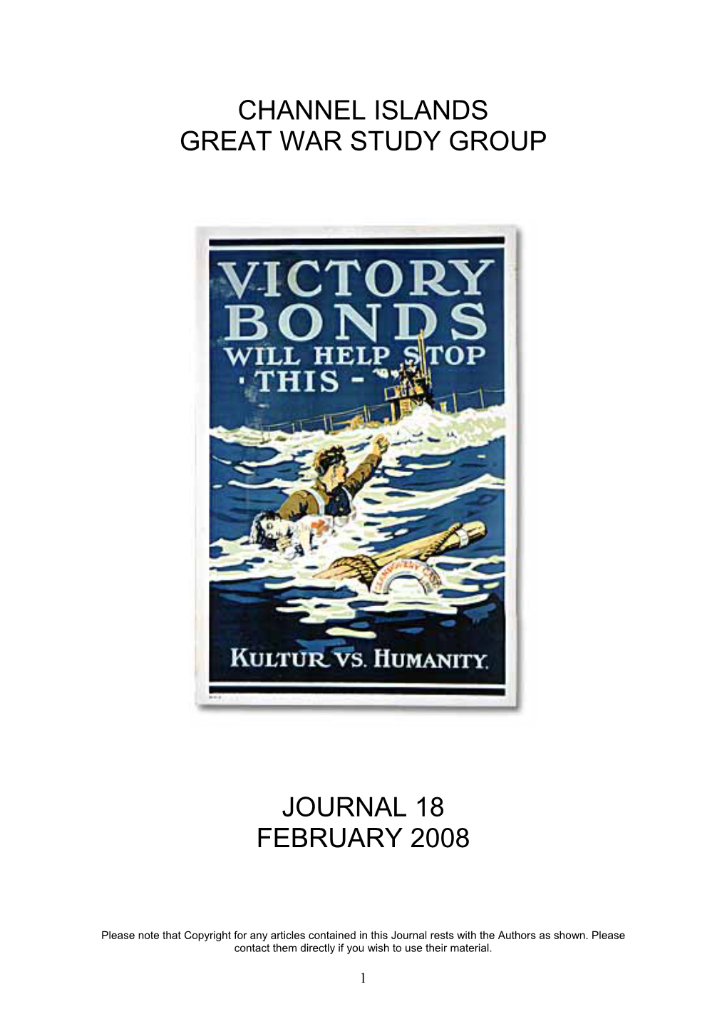 Channel Islands Great War Study Group Journal 18