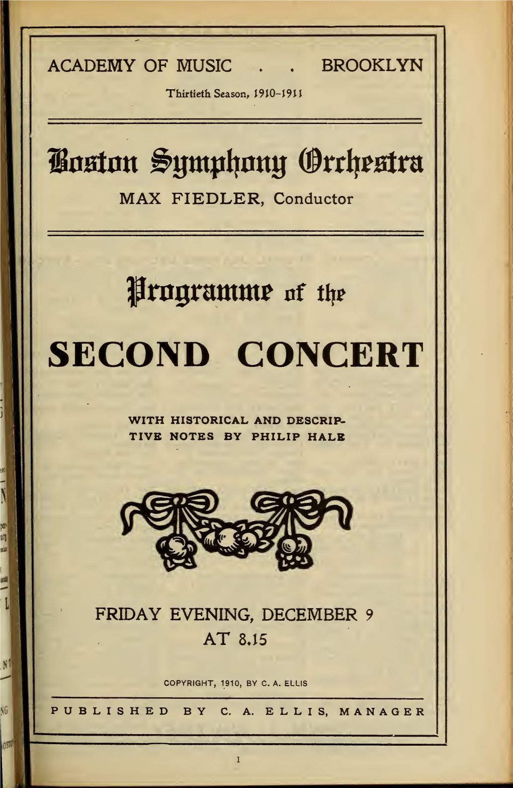 Boston Symphony Orchestra Concert Programs, Season 30,1910-1911, Trip