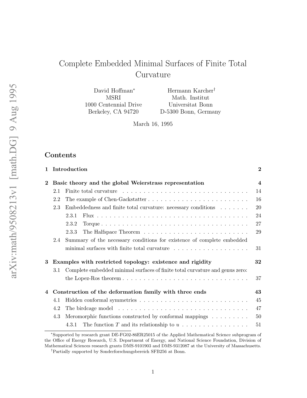 Complete Embedded Minimal Surfaces of Finite Total Curvature