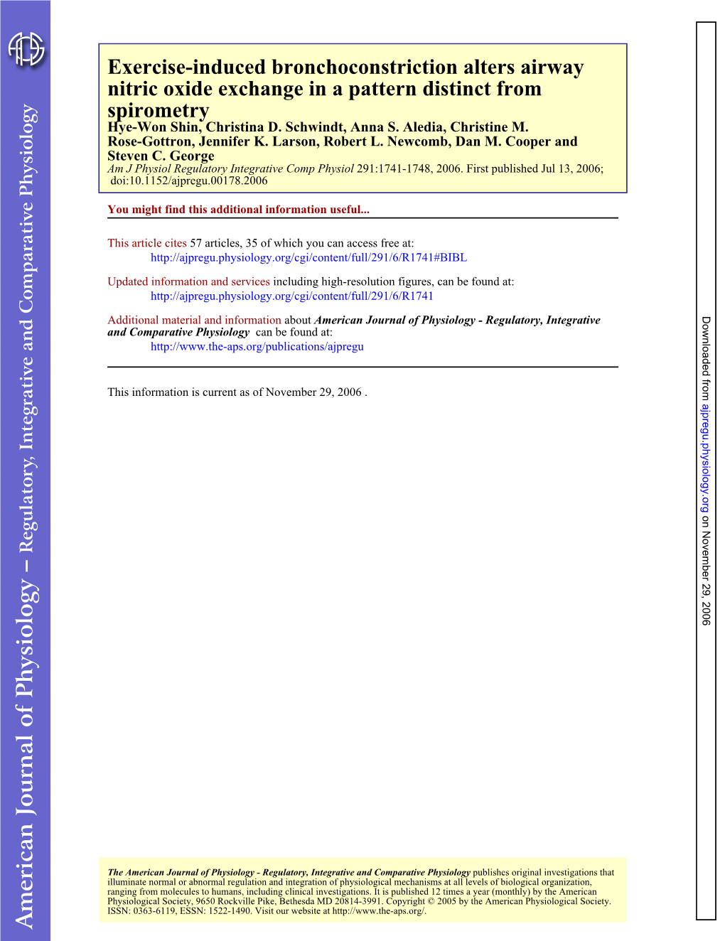 Spirometry Nitric Oxide Exchange in a Pattern Distinct