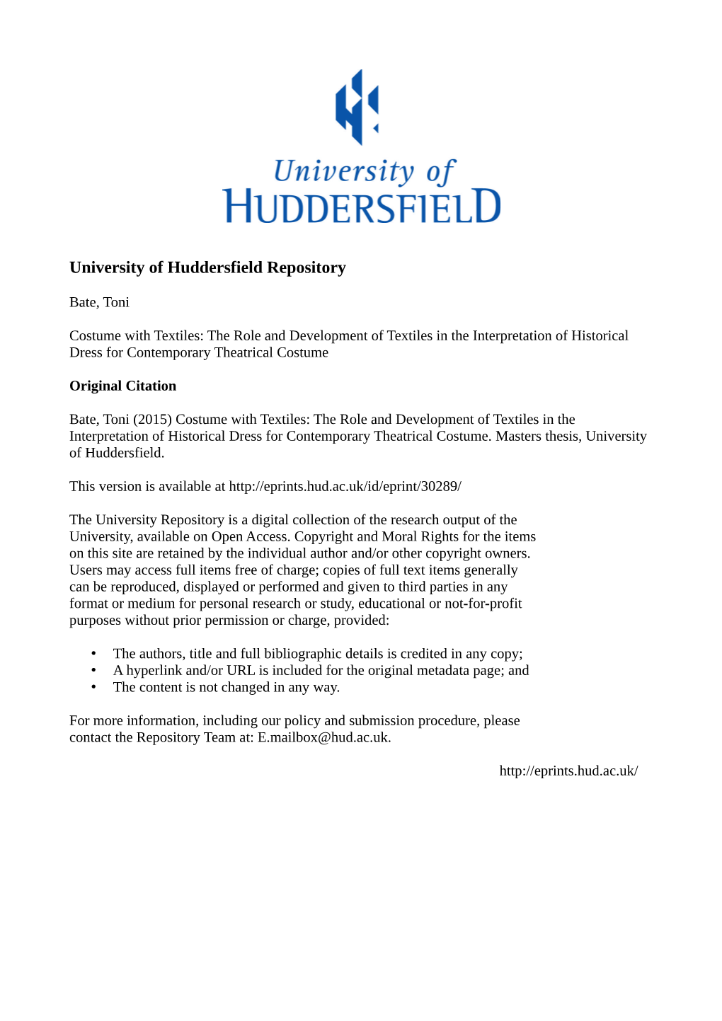 University of Huddersfield Repository