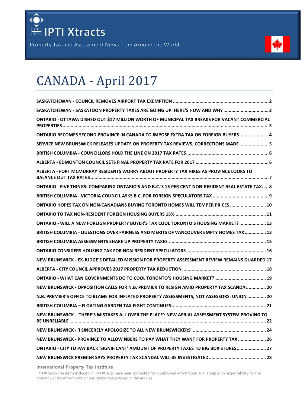 CANADA - April 2017