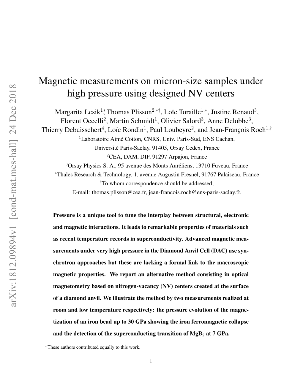 Magnetic Measurements on Micron-Size Samples Under High Pressure Using Designed NV Centers