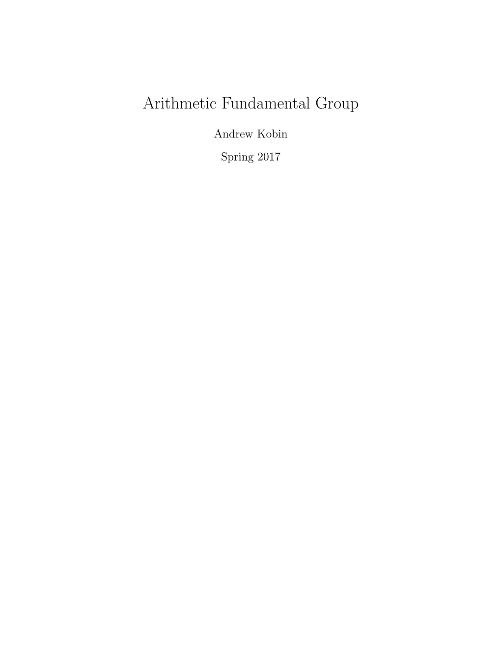 Arithmetic Fundamental Group