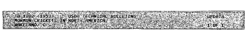 MORMON CRICKETS in NORTH AMERICA 3 Extensively Before Caudell's Revision of 1907 (25), When He Placed It in Synonymy