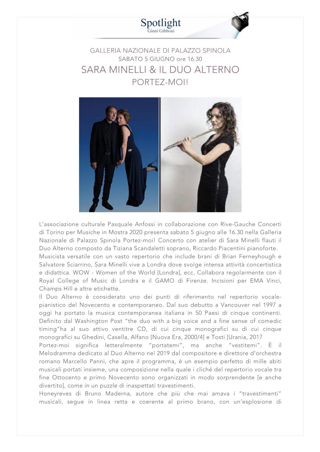 Sara Minelli & Il Duo Alterno