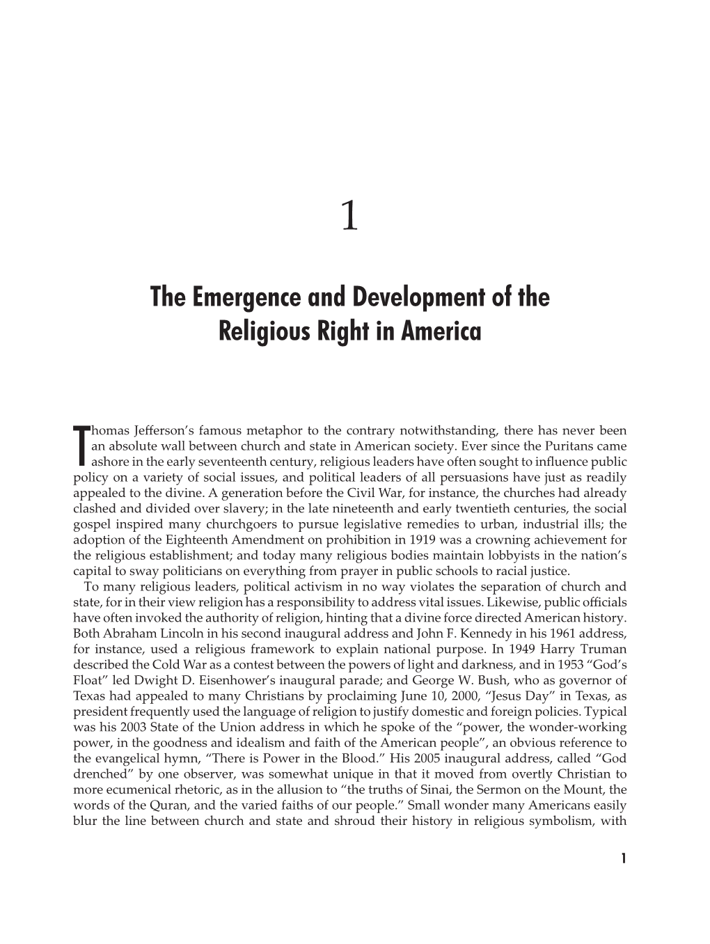 The Emergence and Development of the Religious Right in America