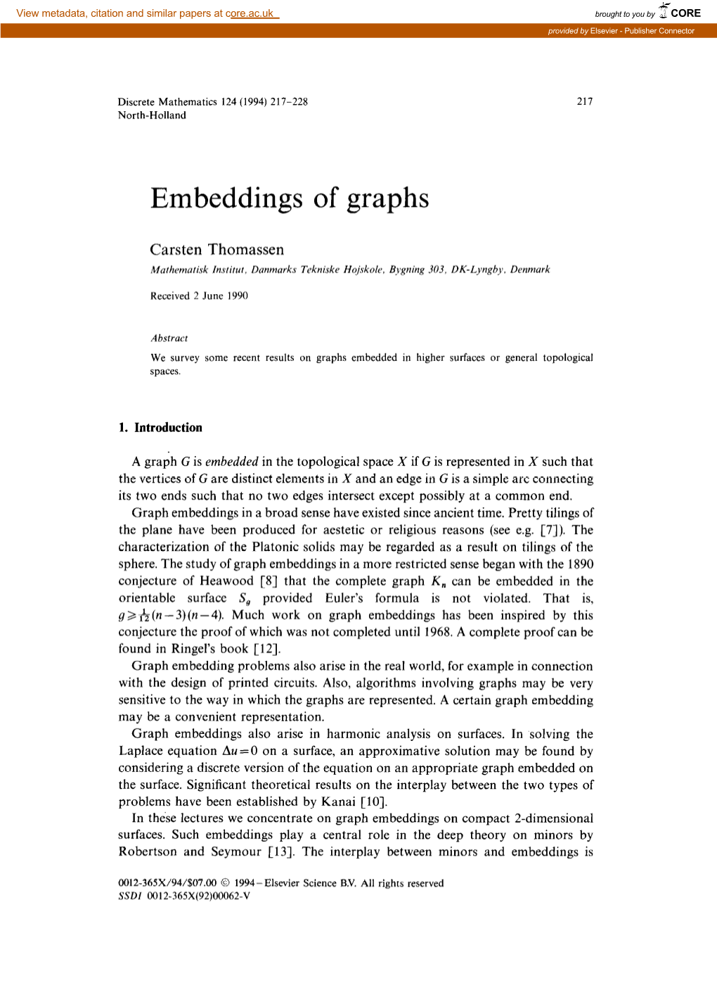 Embeddings of Graphs