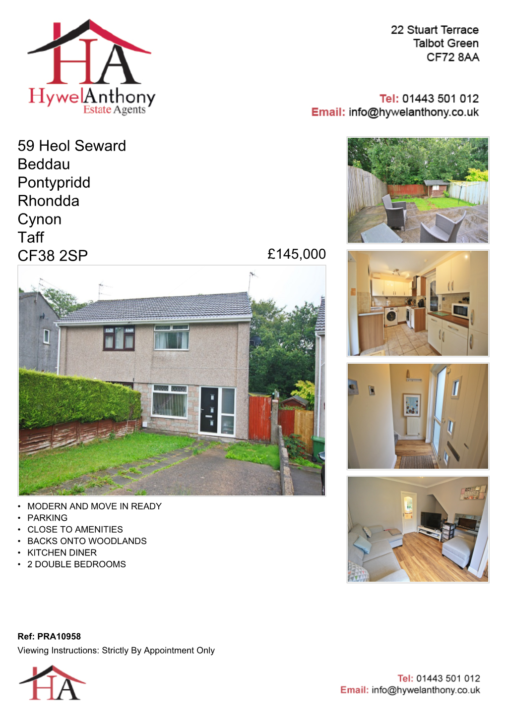 59 Heol Seward Beddau Pontypridd Rhondda Cynon Taff CF38 2SP £145,000