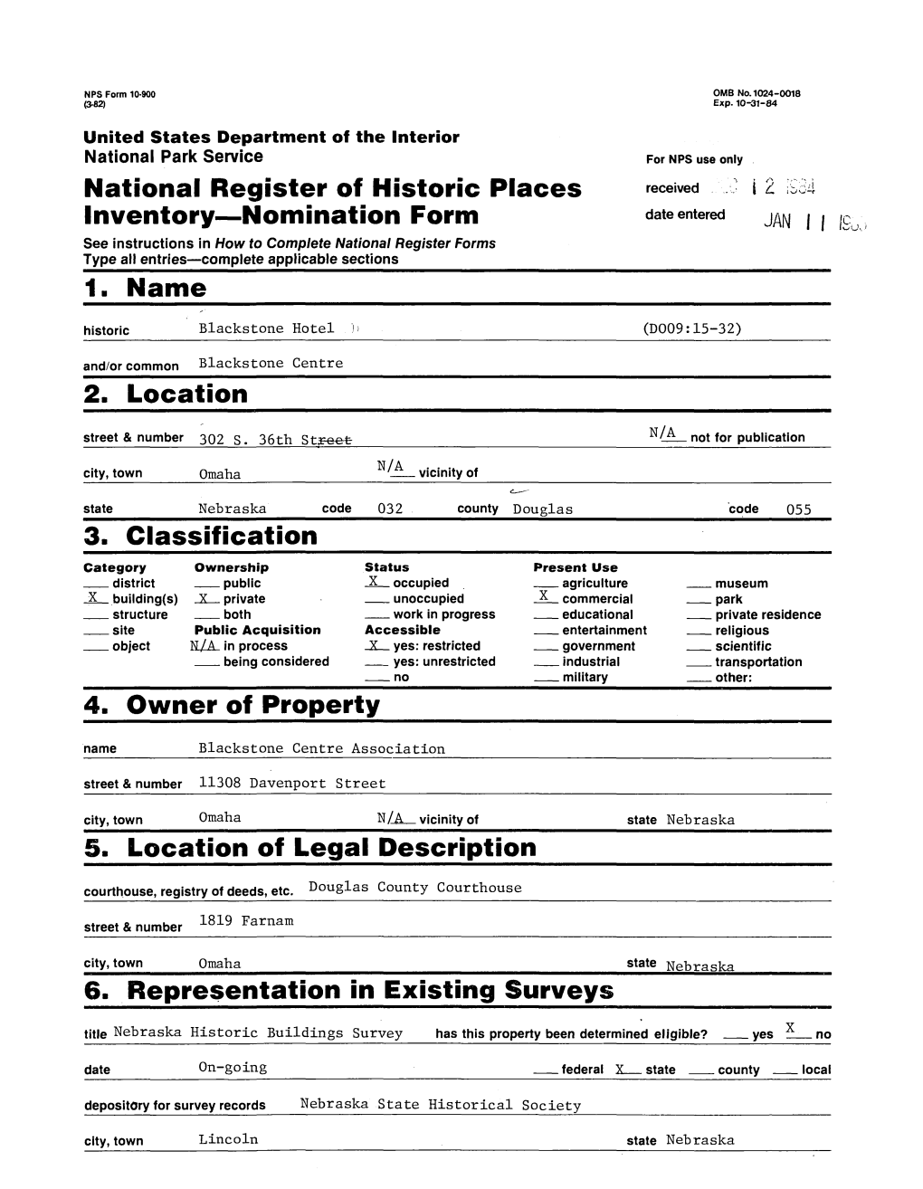 Classification Owner of Property