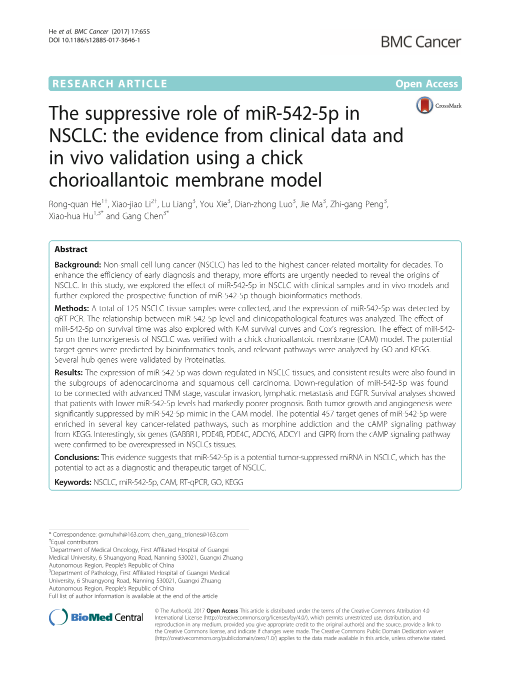 The Suppressive Role of Mir-542-5P in NSCLC