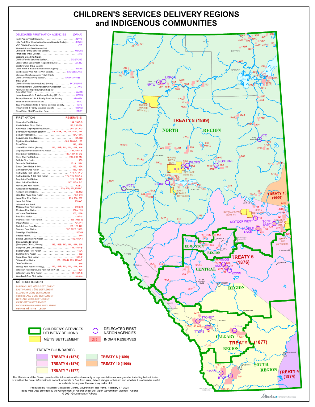 CHILDREN's SERVICES DELIVERY REGIONS and INDIGENOUS COMMUNITIES