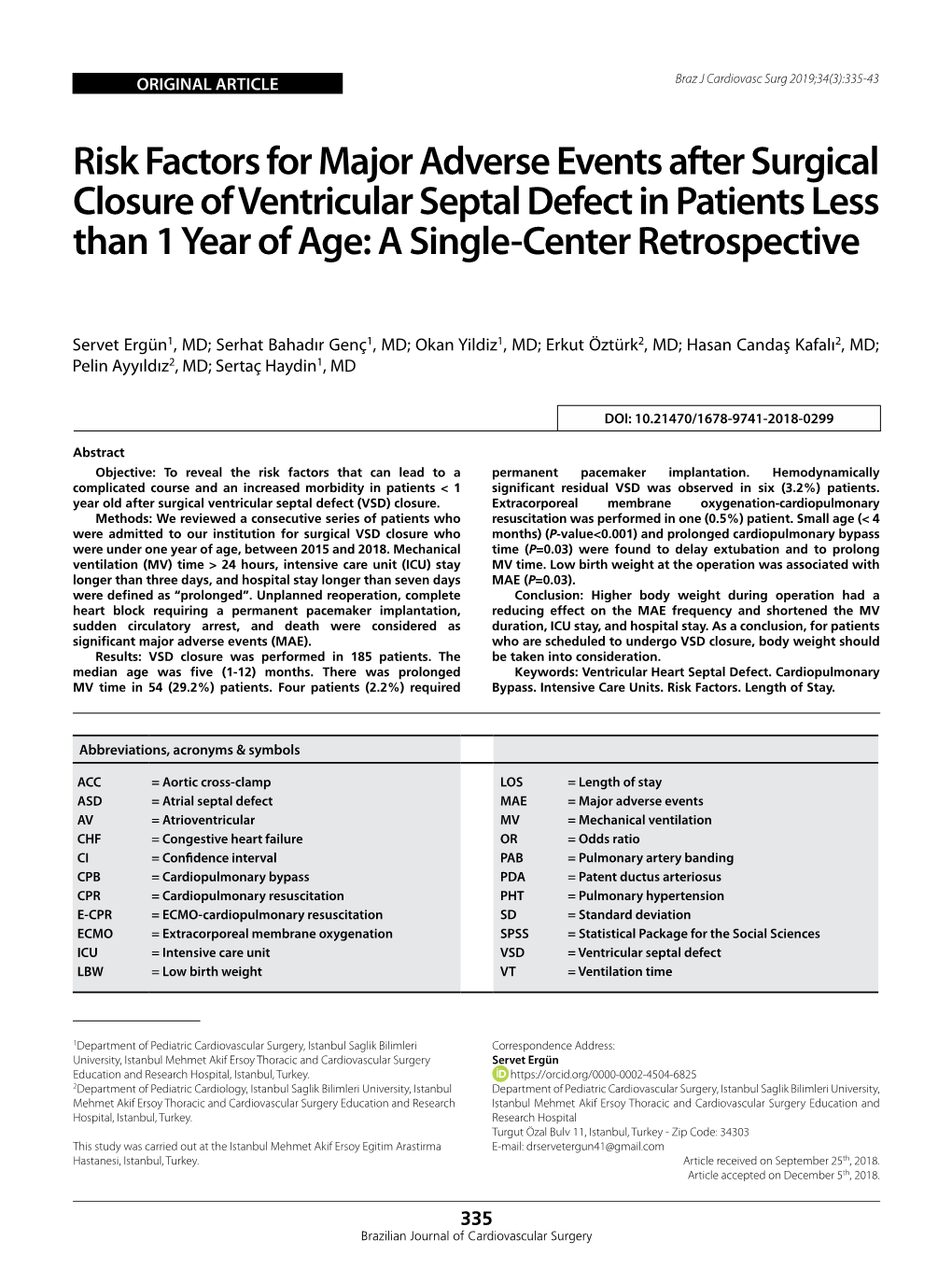 Risk Factors for Major Adverse Events After Surgical Closure of Ventricular Septal Defect in Patients Less Than 1 Year of Age: a Single-Center Retrospective