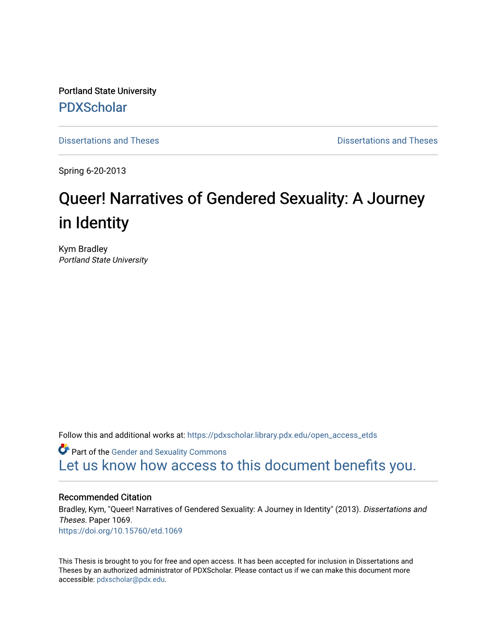 Queer! Narratives of Gendered Sexuality: a Journey in Identity