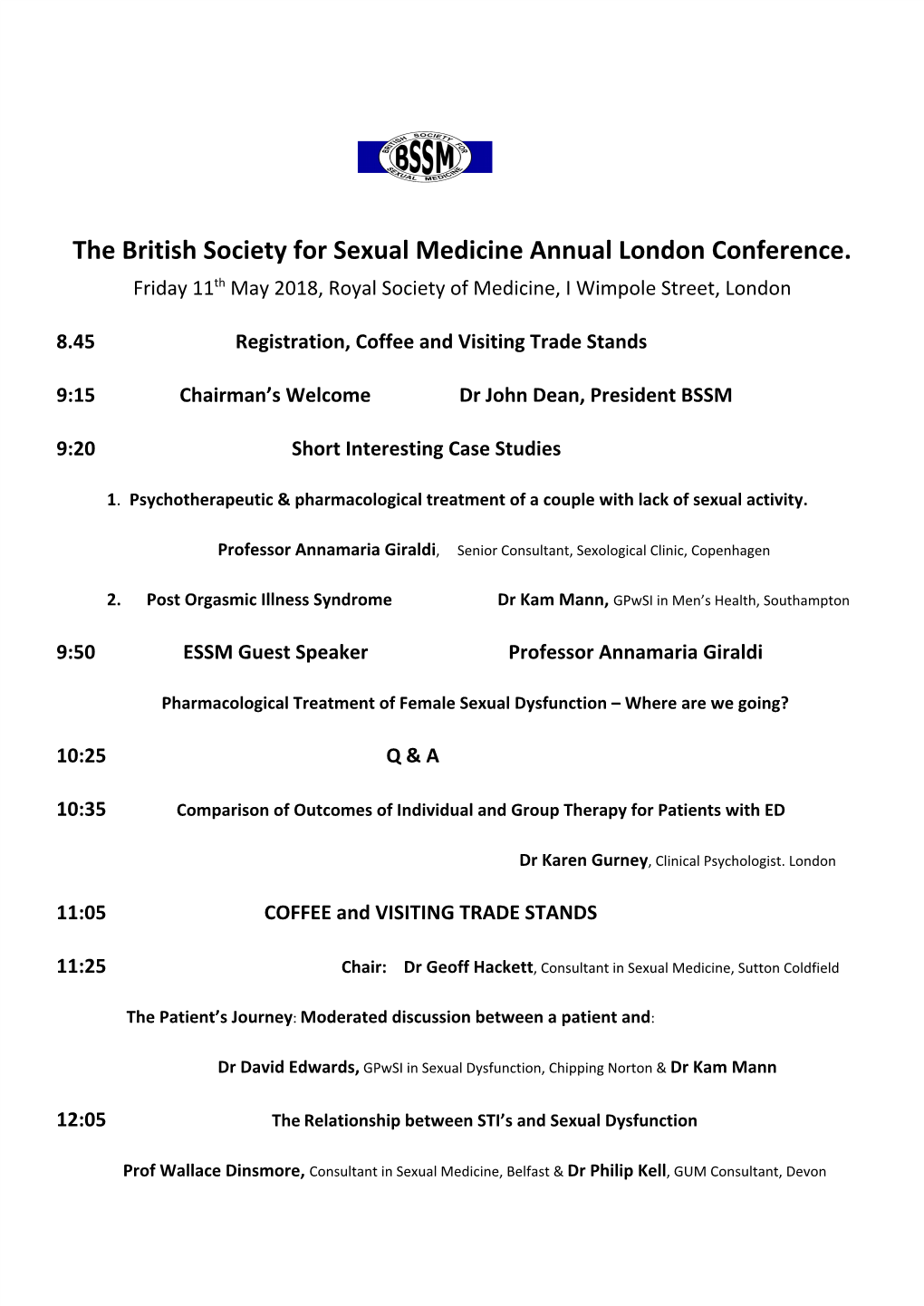 The British Society for Sexual Medicine Annual London Conference