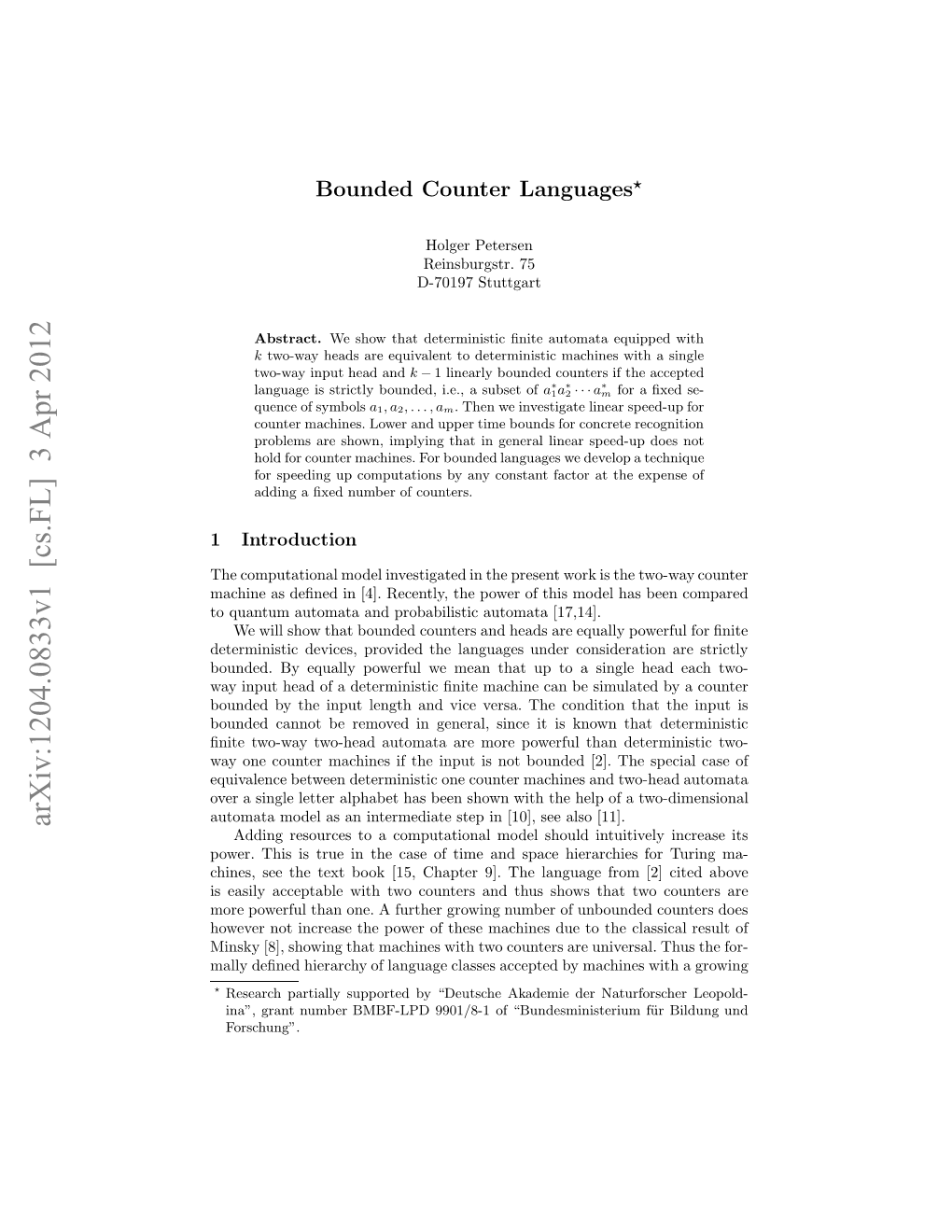 Bounded Counter Languages