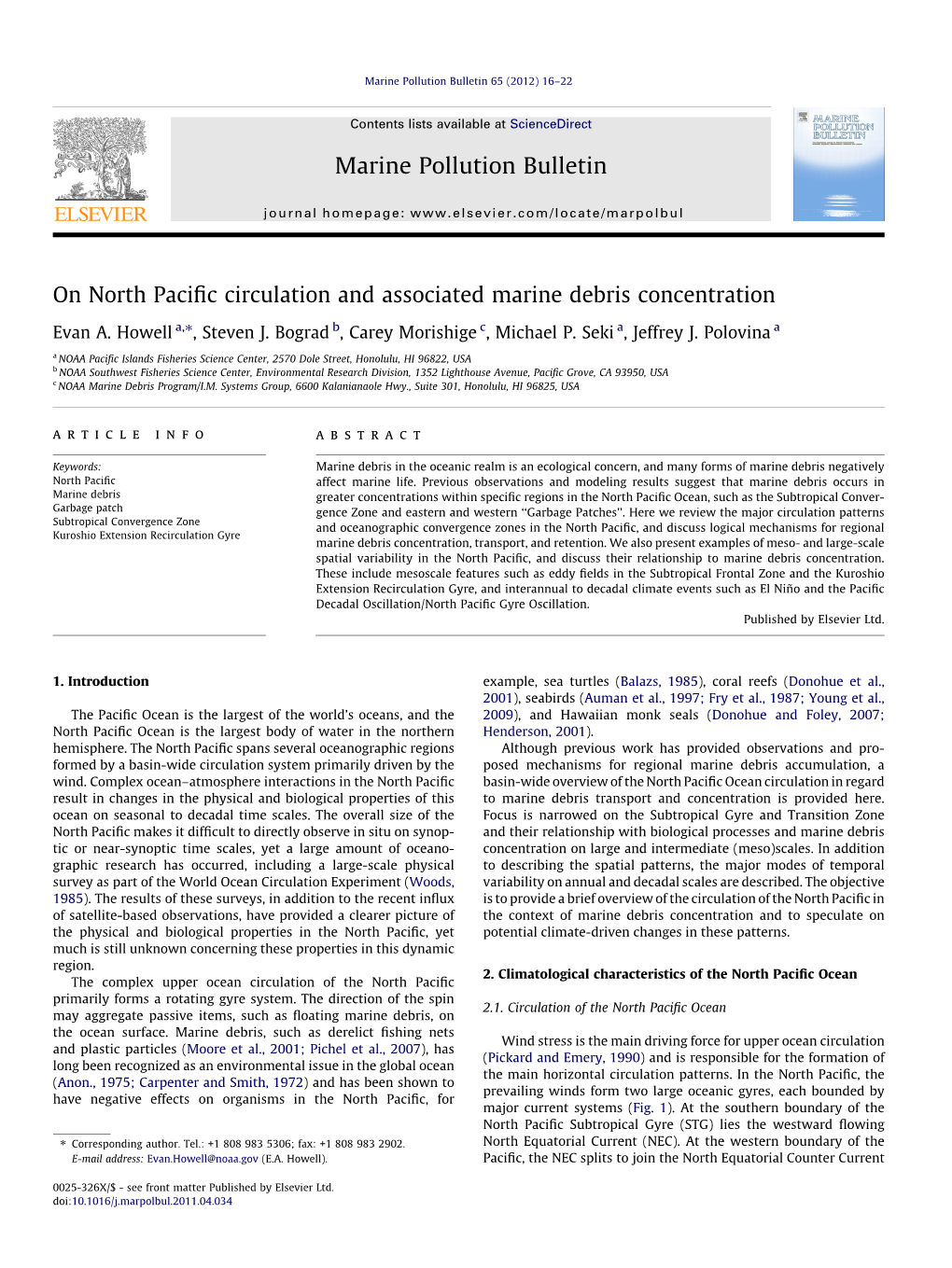 On North Pacific Circulation and Associated Marine Debris Concentration