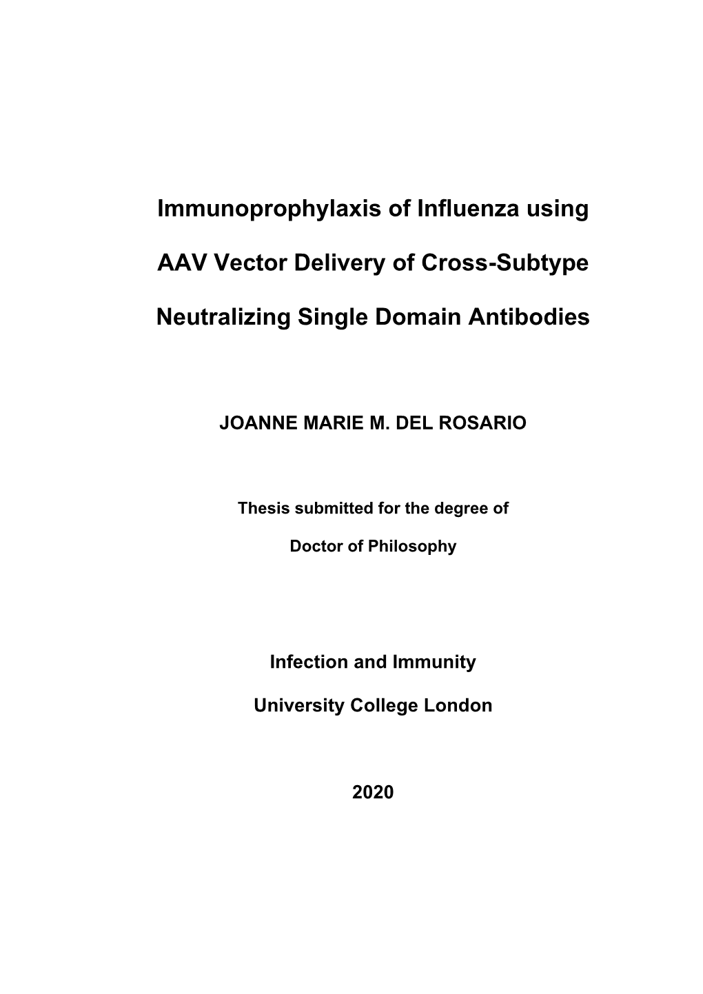 Immunoprophylaxis of Influenza Using AAV Vector Delivery of Cross