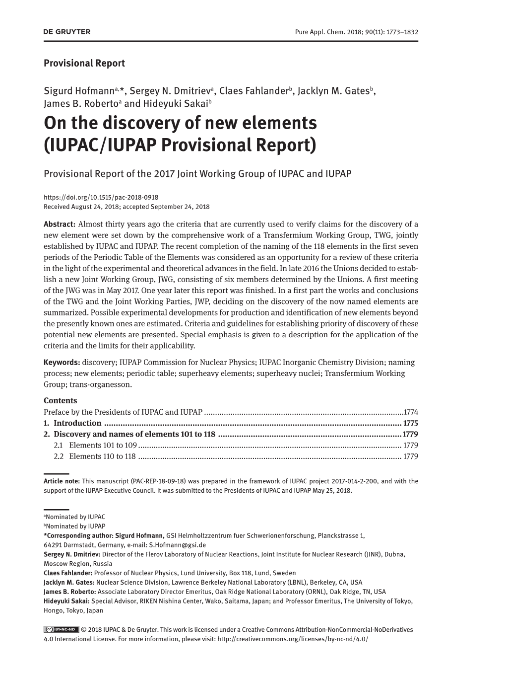 IUPAC/IUPAP Provisional Report)