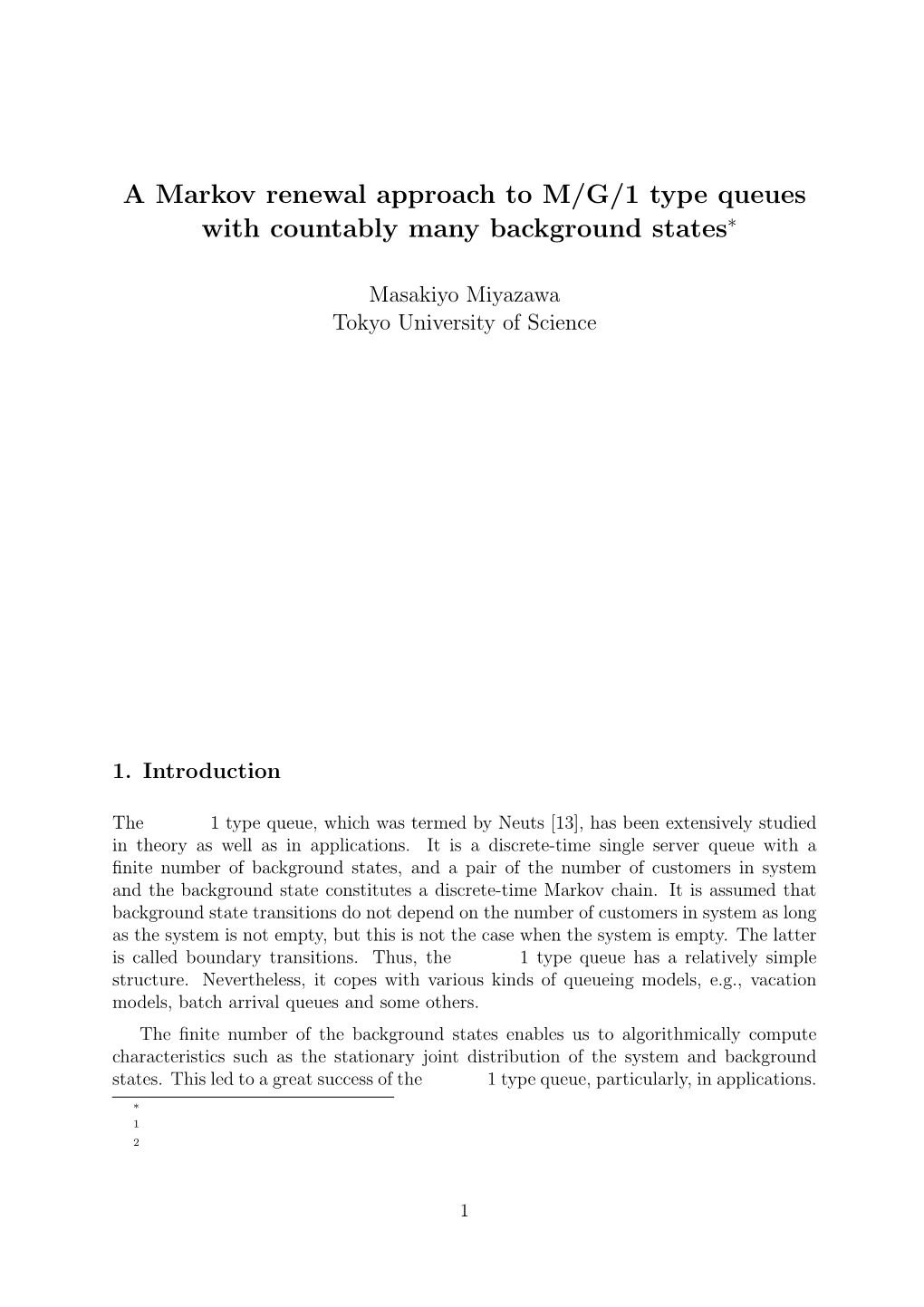 A Markov Renewal Approach to M/G/1 Type Queues with Countably Many Background States∗