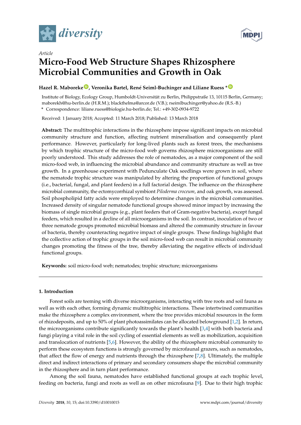 Micro-Food Web Structure Shapes Rhizosphere Microbial Communities and Growth in Oak