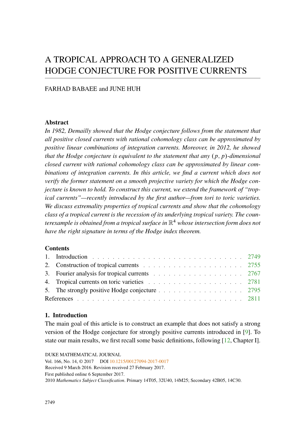 A Tropical Approach to a Generalized Hodge Conjecture for Positive Currents