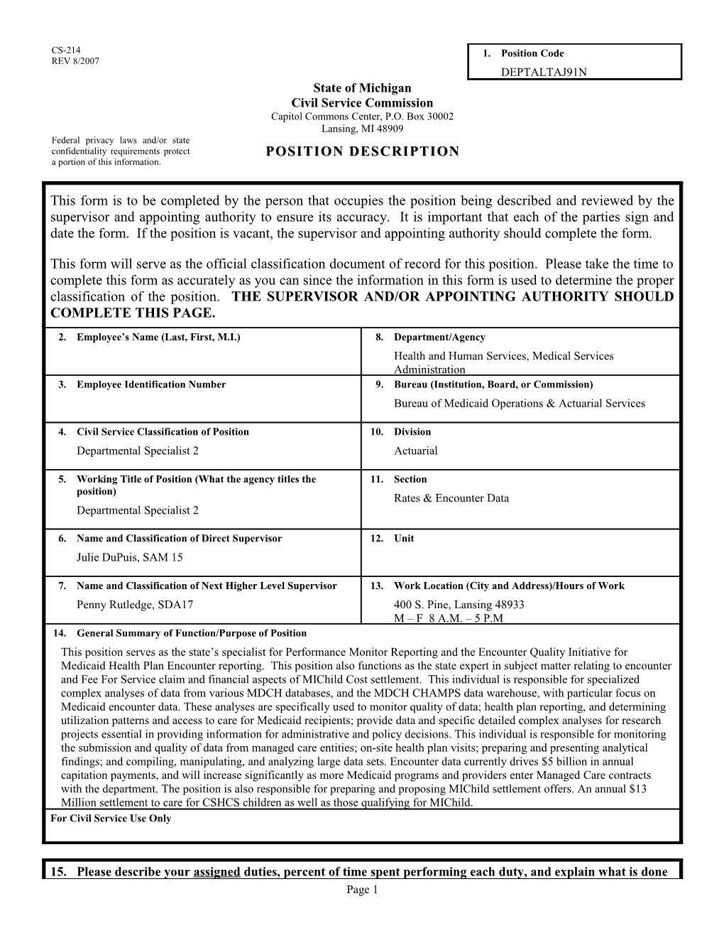 CS-214 Position Description Form s19