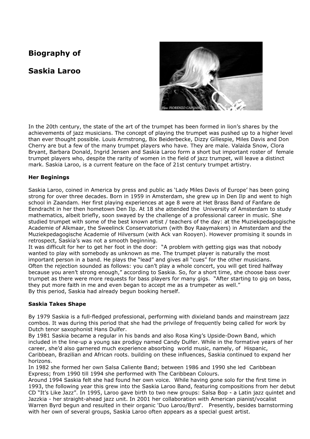 Biography of Saskia Laroo